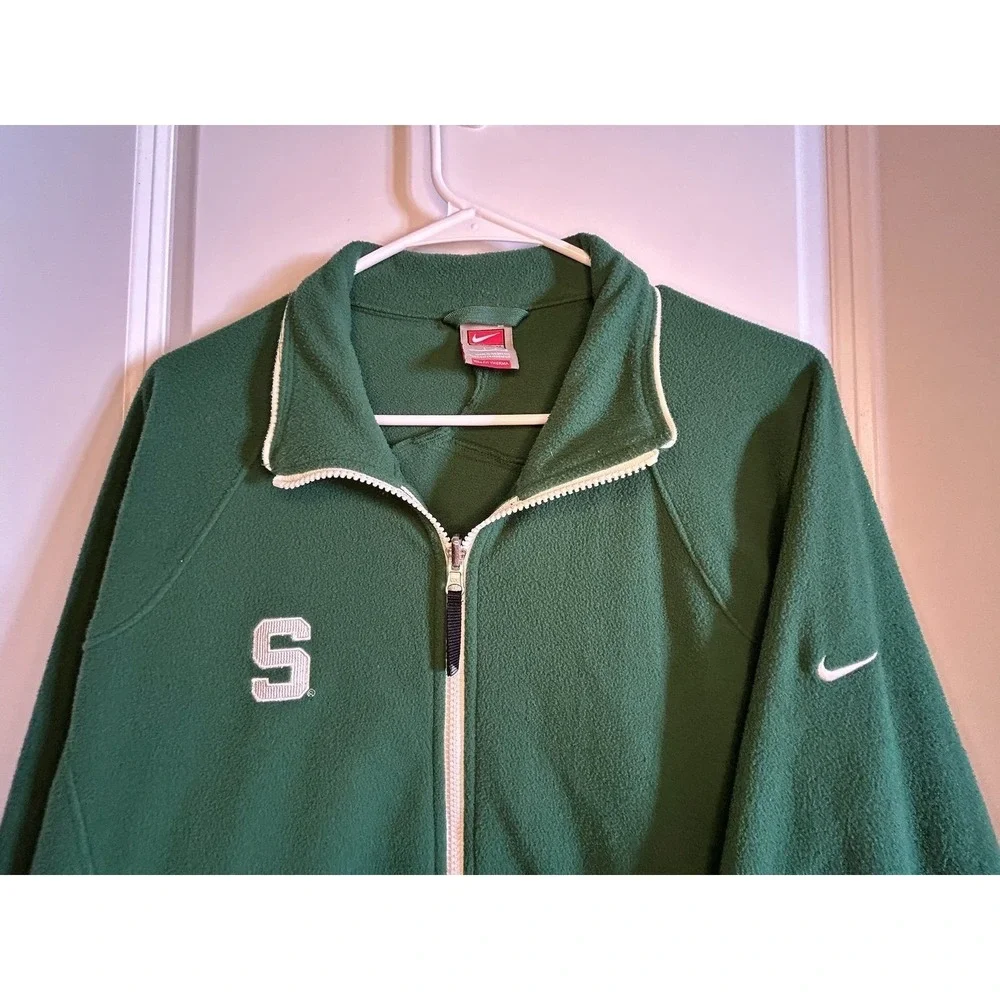 Vintage Y2k Nike Michigan‎ State University Therma Fleece Full Zip Mens Jacket